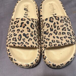 Leopard Print Slide Sandals